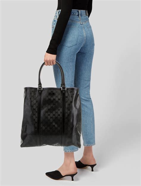 gucci black imprime tote bag|genuine gucci tote bags.